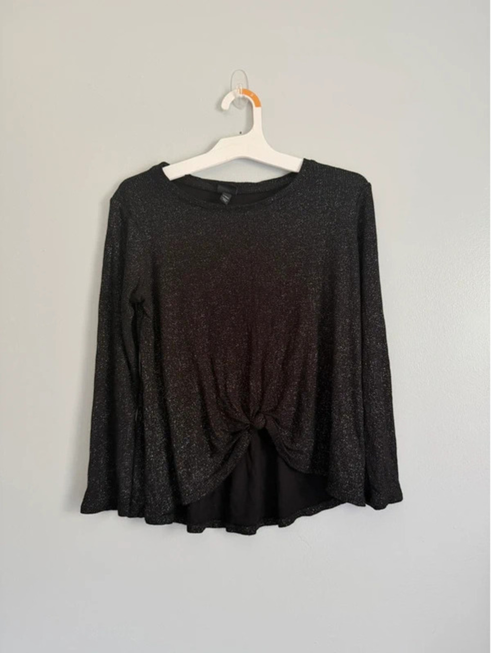 Art Class Black Metallic Knot Front Top Girls L 10/12